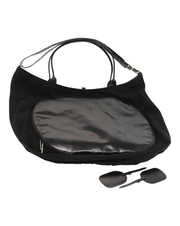 Canvas Leather 2-Way Boston Bag with Name Tag