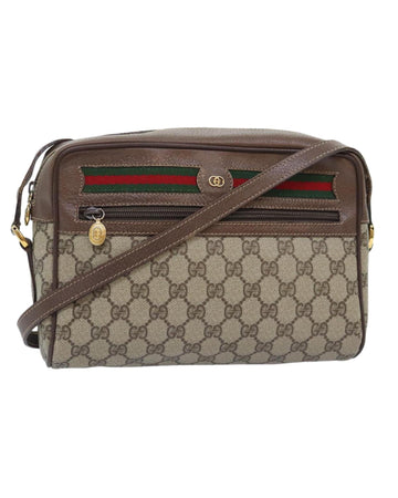 GG Supreme Web Sherry Line Shoulder Bag PVC Beige