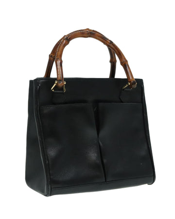 Leather Bamboo Handle Handbag with Classic Design