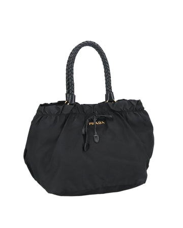 Nylon Hand Bag with Gold-Tone Accents