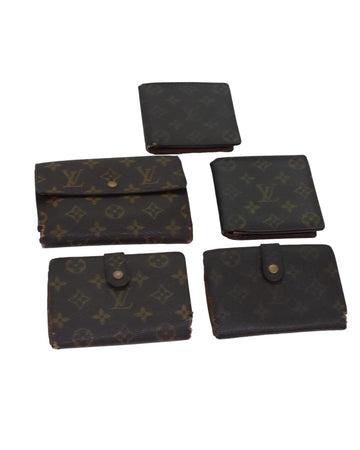 Monogram Canvas Wallet Set with Clasp Button and Metal Detailing