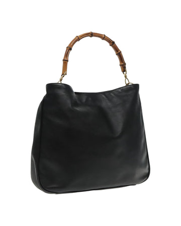 Bamboo Leather Handbag with Gold Accents