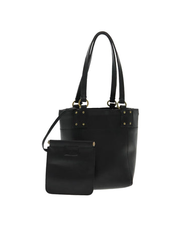 Leather Tote Bag with Gold Accents