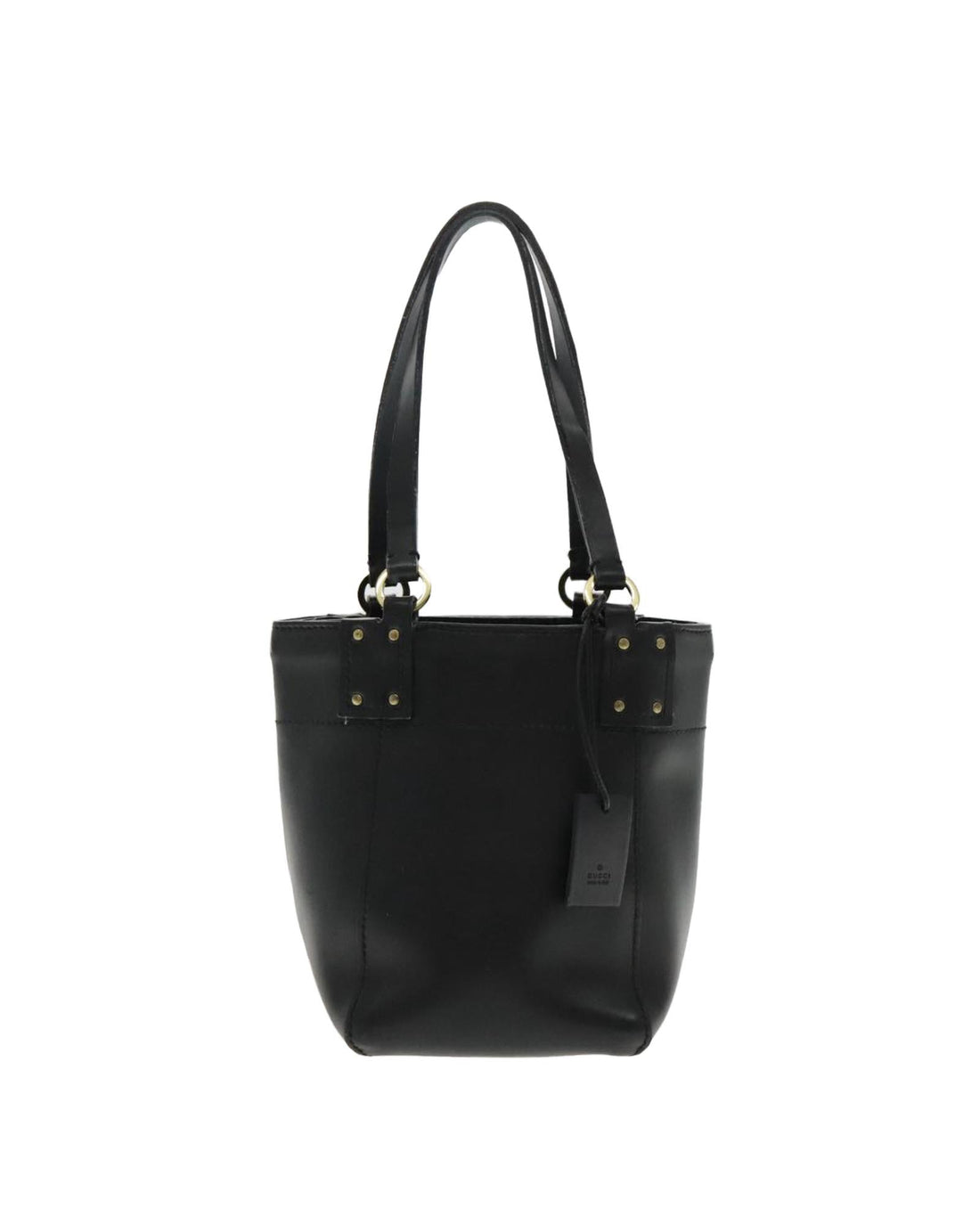 Leather Tote Bag with Gold Accents