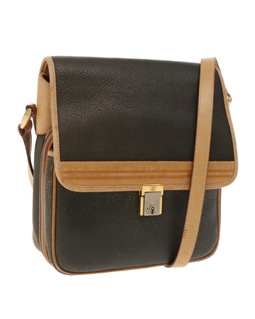Leather Shoulder Bag with Gold Accents