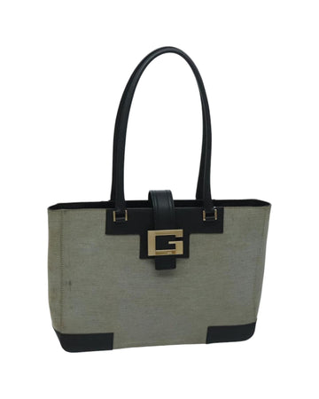 Canvas Leather Tote Bag with Silver Accents