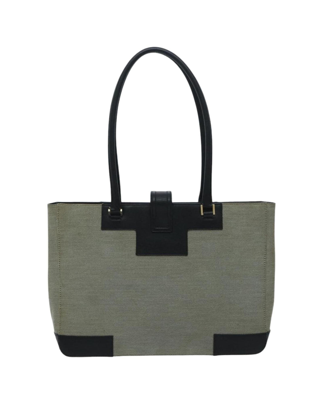 Canvas Leather Tote Bag with Silver Accents