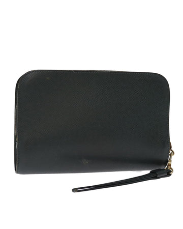 Epi Leather Clutch Bag with Taiga Texture - Greenish Brown