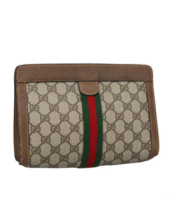 GG Plus Supreme Web Sherry Clutch Bag PVC Leather