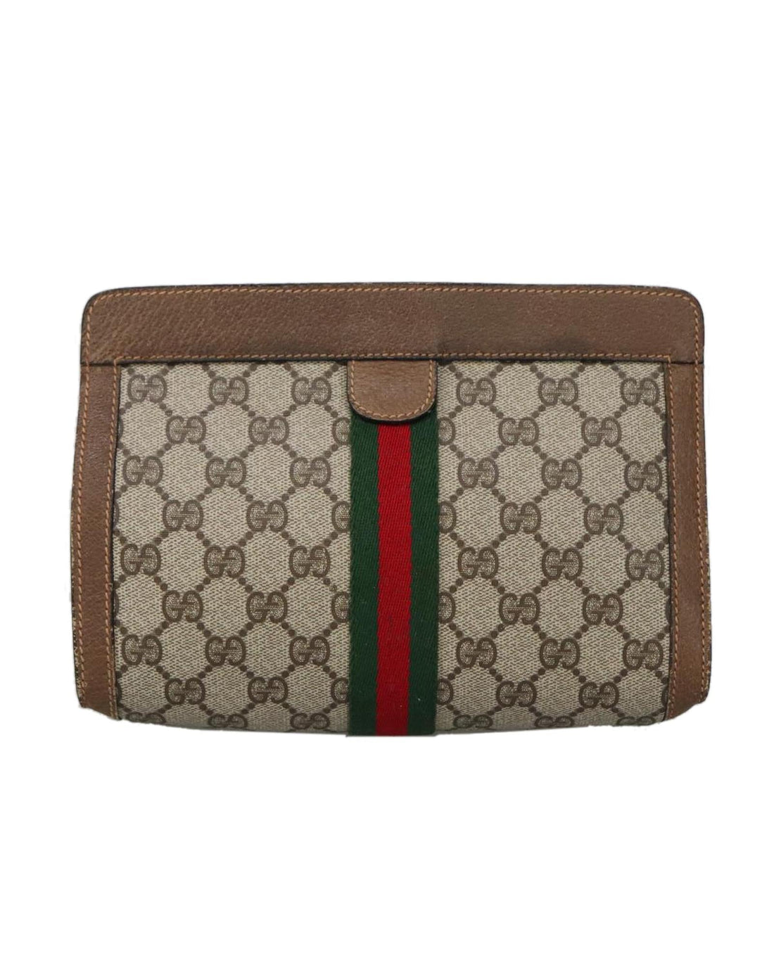 GG Plus Supreme Web Sherry Clutch Bag PVC Leather