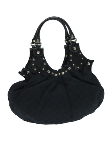 Canvas Studded Hand Bag with Gold Accents