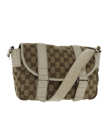 GG Canvas Shoulder Bag with Silver Accents