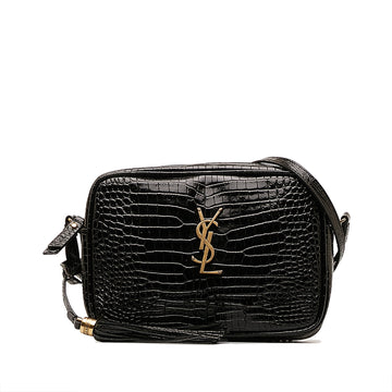 Medium Croc Embossed Patent Camera Bag