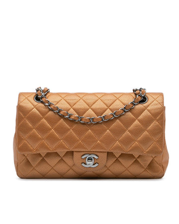 Medium Classic Metallic Double Flap Shoulder Bag
