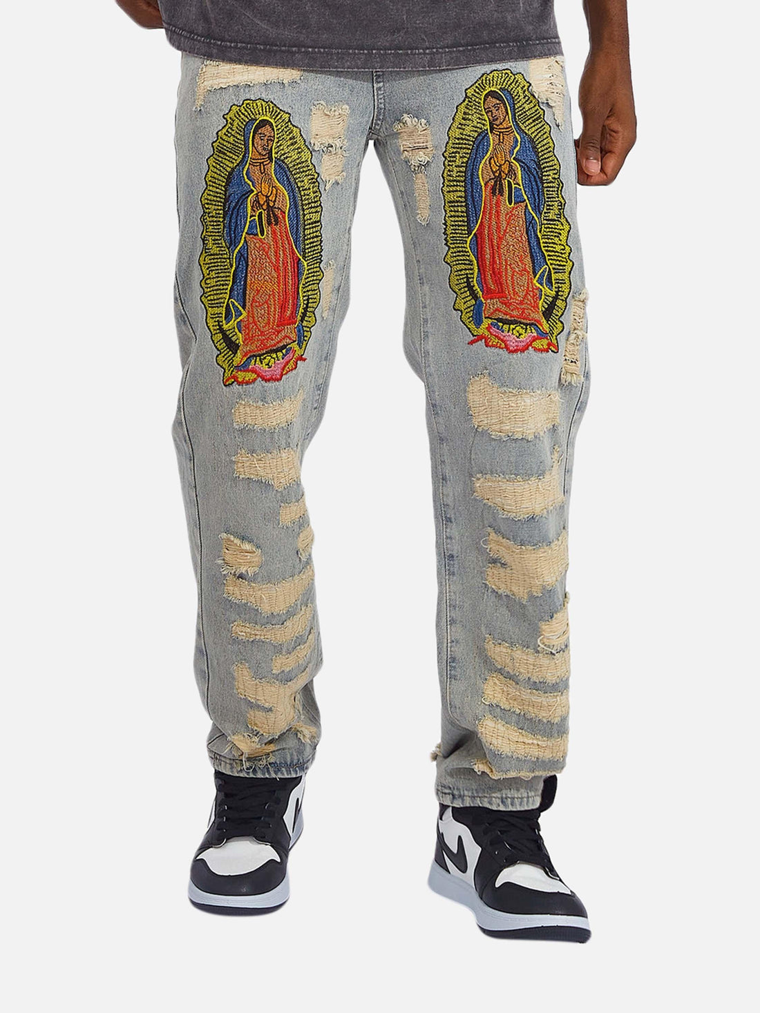 1984 American Street Style Ripped Embroidered Jeans - 1617
