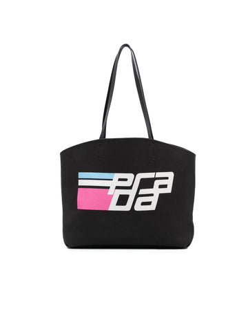 Canvas Tote Bag with Leather Straps and Interior Zip Pouch