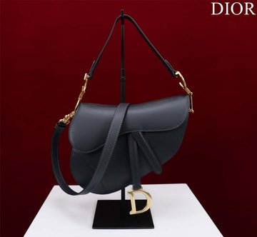 Makersluxe - Saddle Bag With Strap Ultramatte Calfskin Black Gold