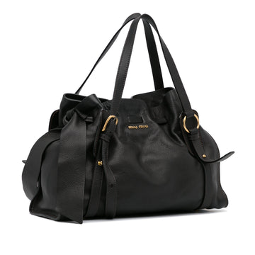 Black Miu Miu Leather Tote Bag