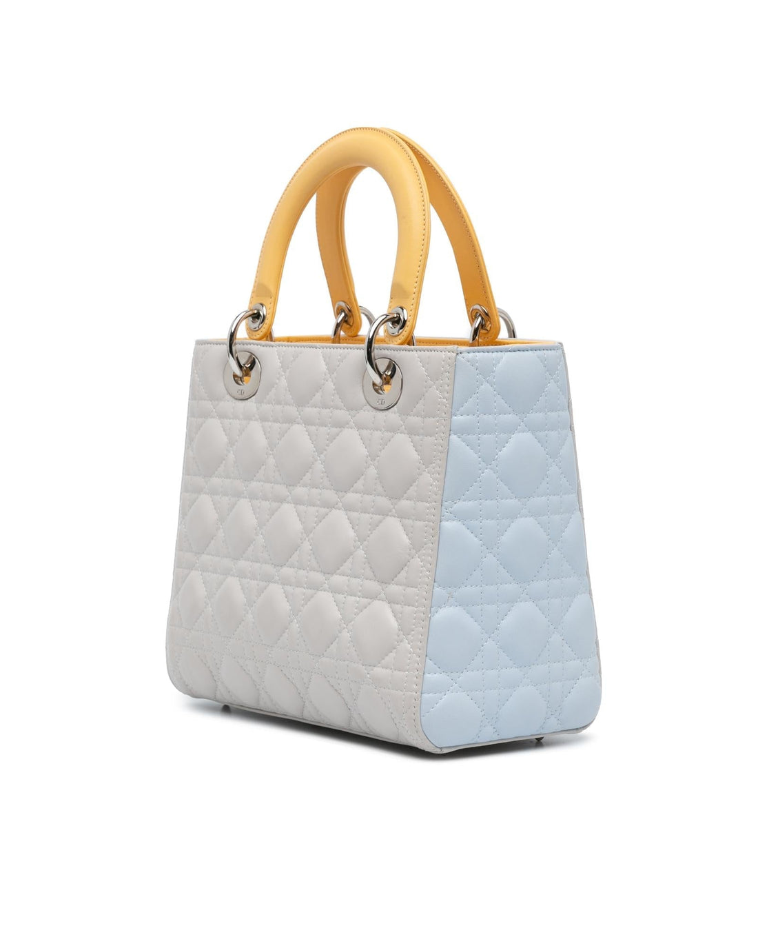 Medium Tricolor Quilted Lambskin Leather Tote with Detachable Strap