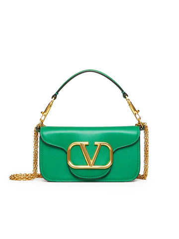 Loco Small Shoulder Bag in Calfskin Green