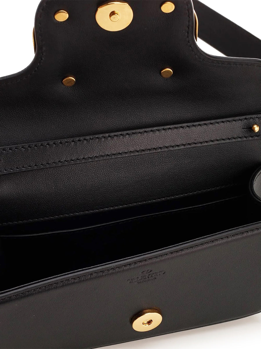 VLogo Signature Foldover Top Shoulder Bag in Black