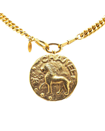 Gold Plated Lion Medallion Pendant Necklace