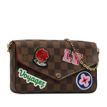 Louis Vuitton Pochette Félicie Patchwork Damier Ebene Canvas