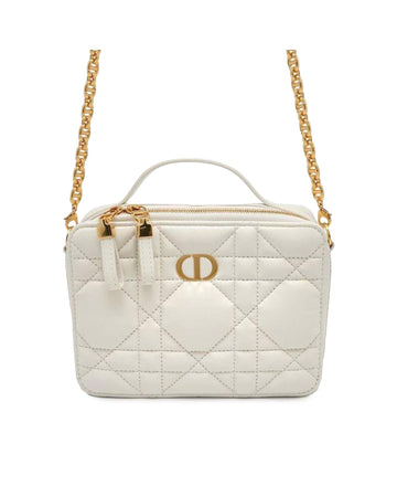 Quilted Leather Box Bag with Chain Strap and Top Handle