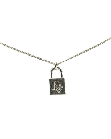Brass Oblique Padlock Pendant Necklace with Chain and Clasp