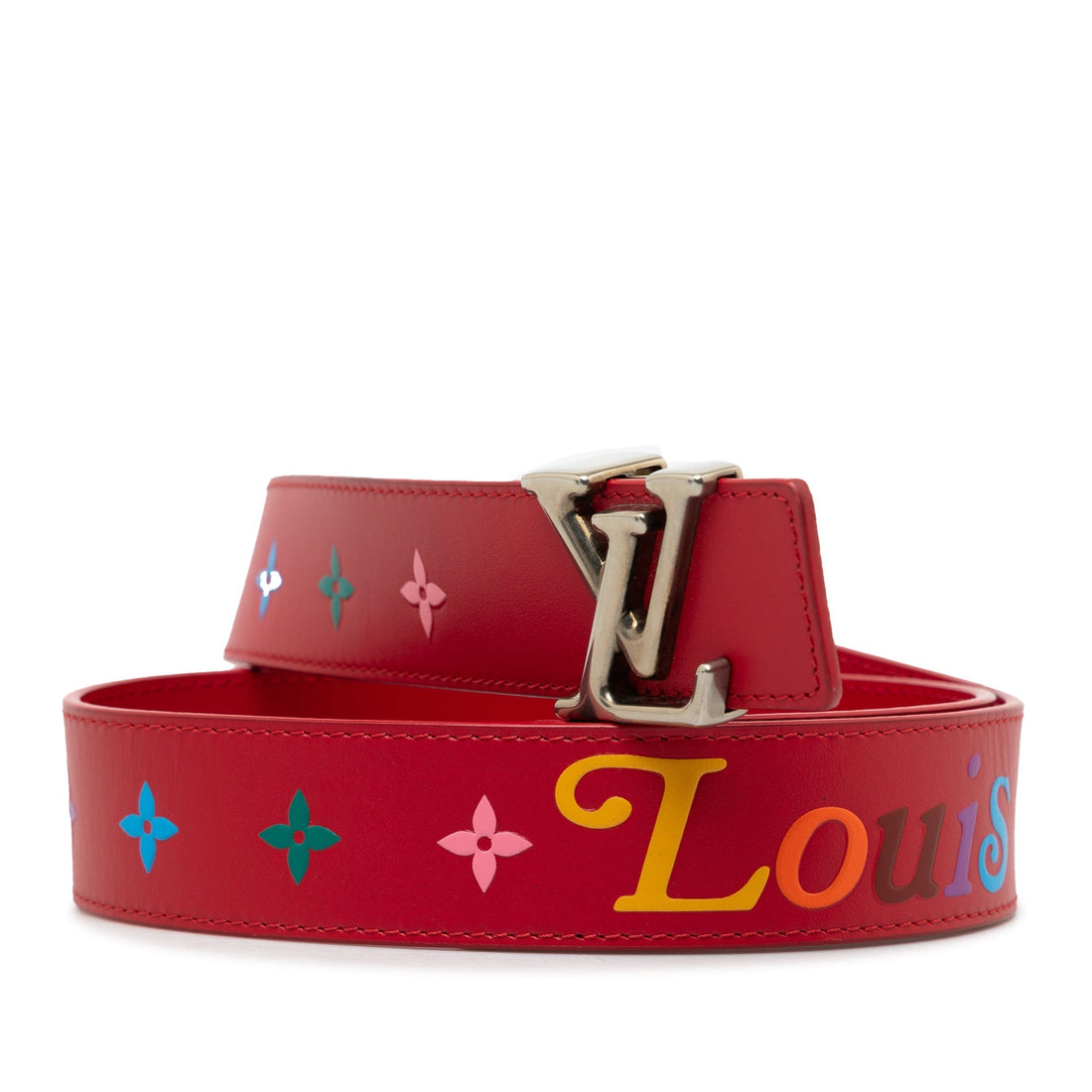 Red Louis Vuitton Monogram New Wave Belt