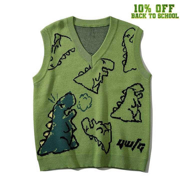 Dinosaur Graphic Knit Sweater Vest