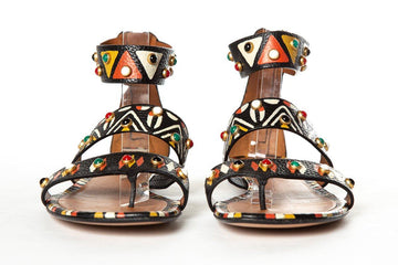 Valentino Black & Multicolor 'Primitive' Sandals 40