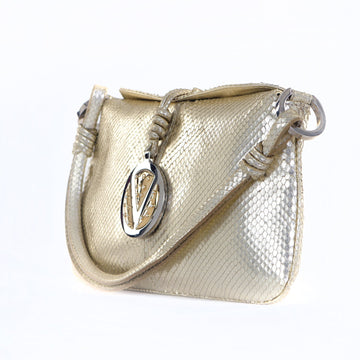 Metallic Silver Snakeskin Mini Bag