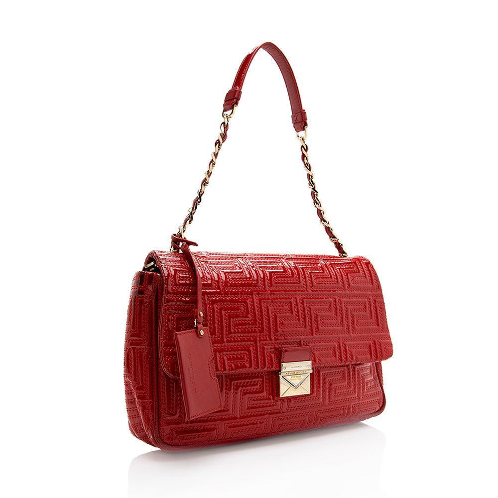 Versace Quilted Patent Leather Shoulder Bag