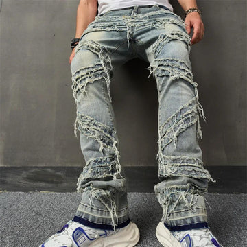 1984 Vintage Blue Patch Streetwear Jeans V14