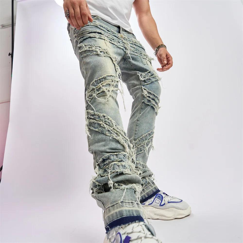 1984 Vintage Blue Patch Streetwear Jeans V14