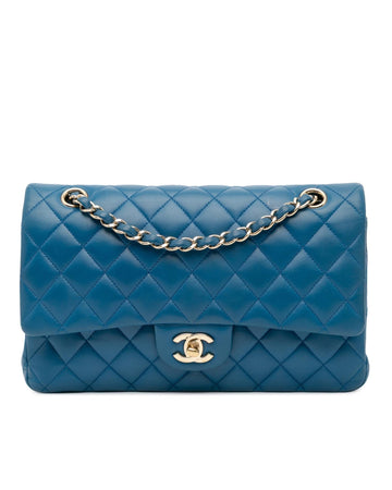Quilted Lambskin Double Flap Shoulder Bag with Chain Straps and Twist Lock
