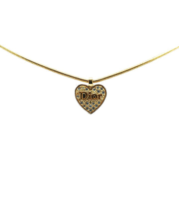 Gold Plated Rhinestone Heart Pendant Necklace