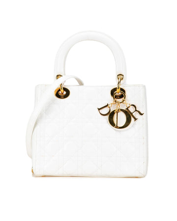 Medium Patent Cannage Quilted Leather Bag with Detachable Strap