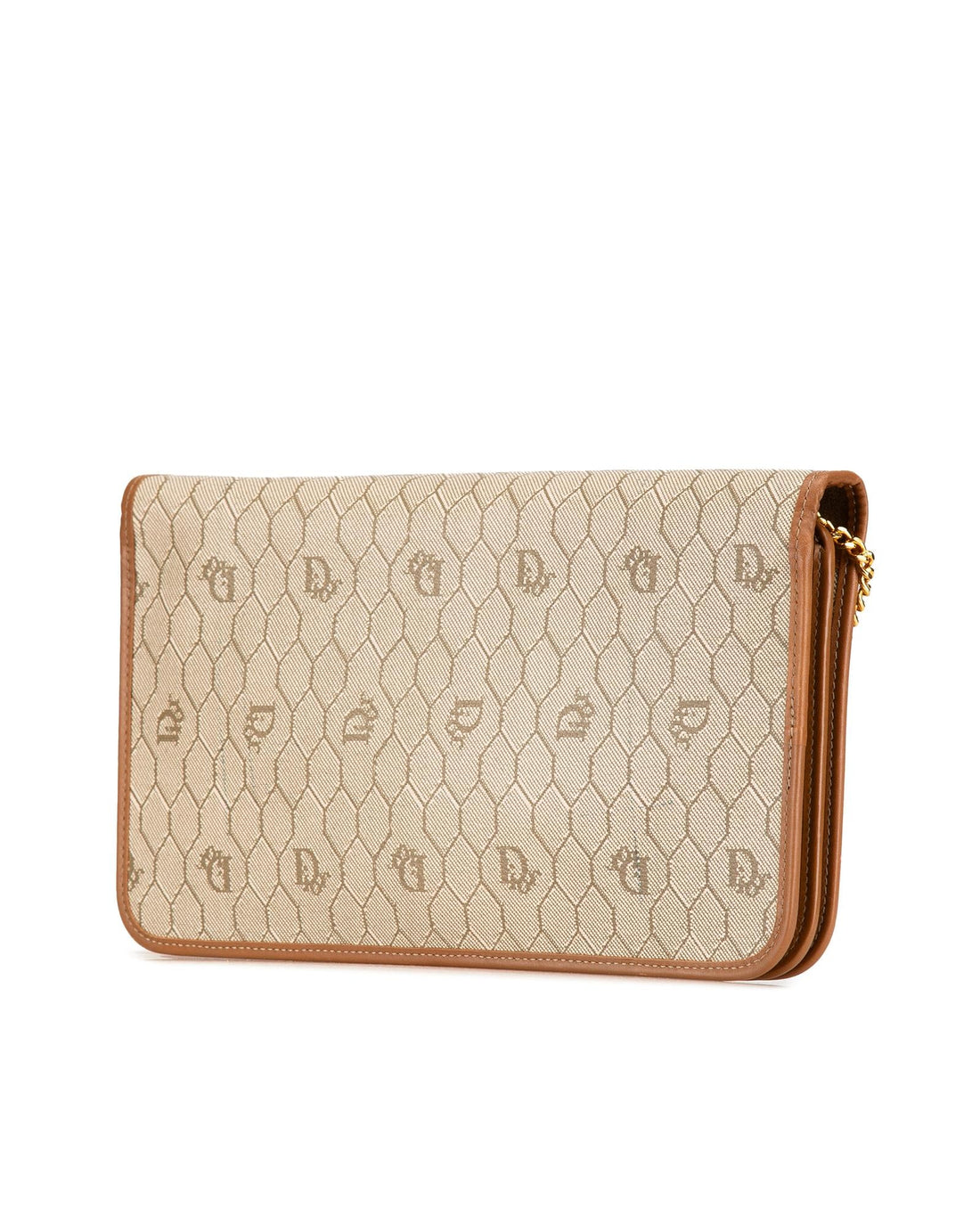Honeycomb Coated Canvas Chain Crossbody Bag with Leather Trim