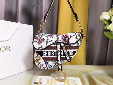 Makersluxe - Saddle Bag With Strap White Cross-Stitch Embroidery