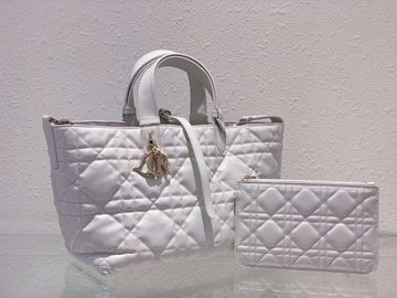 Makersluxe - Medium Toujours Bag White Macrocannage Calfskin