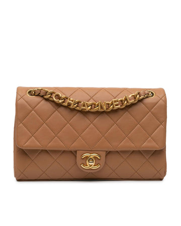 Medium Quilted Lambskin Leather Chain Flap Shoulder Bag