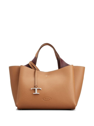 Logo Plaque Leather Tote Bag