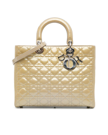Large Patent Cannage Leather Bag with Detachable Strap