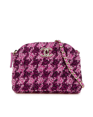 Tweed Houndstooth Clutch with Chain Strap