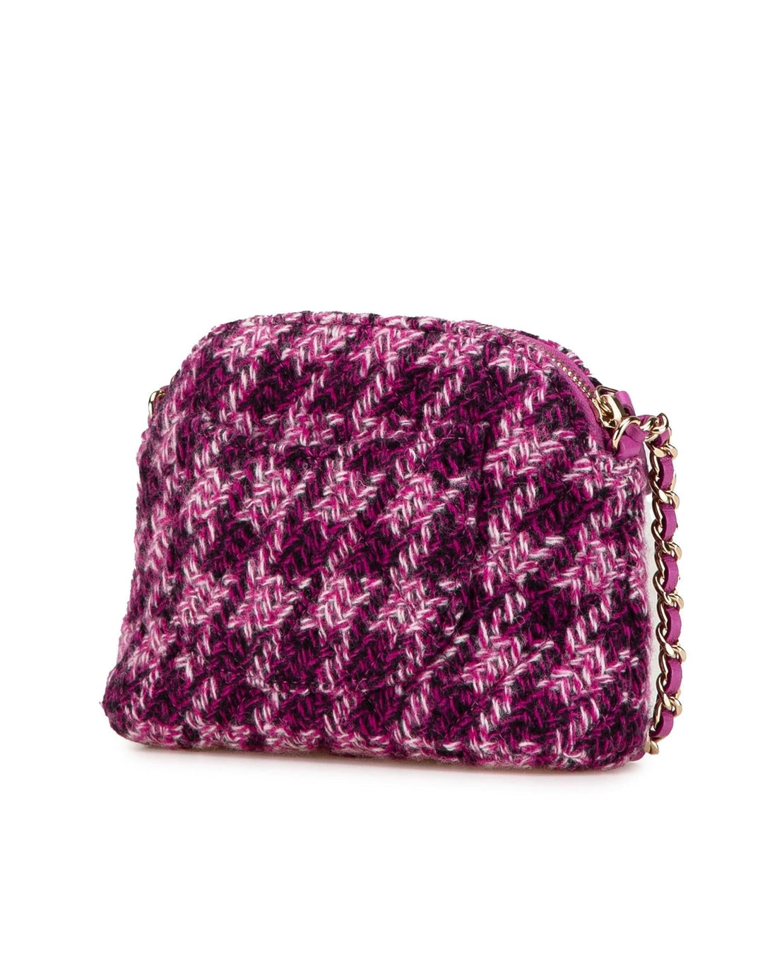 Tweed Houndstooth Clutch with Chain Strap
