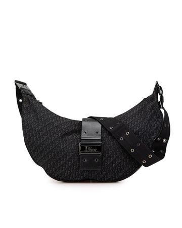 Canvas Street Chic Hobo with Leather Flap and Belt Buckle Detail