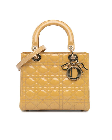 Quilted Patent Leather Tote with Detachable Strap and Zip Closure