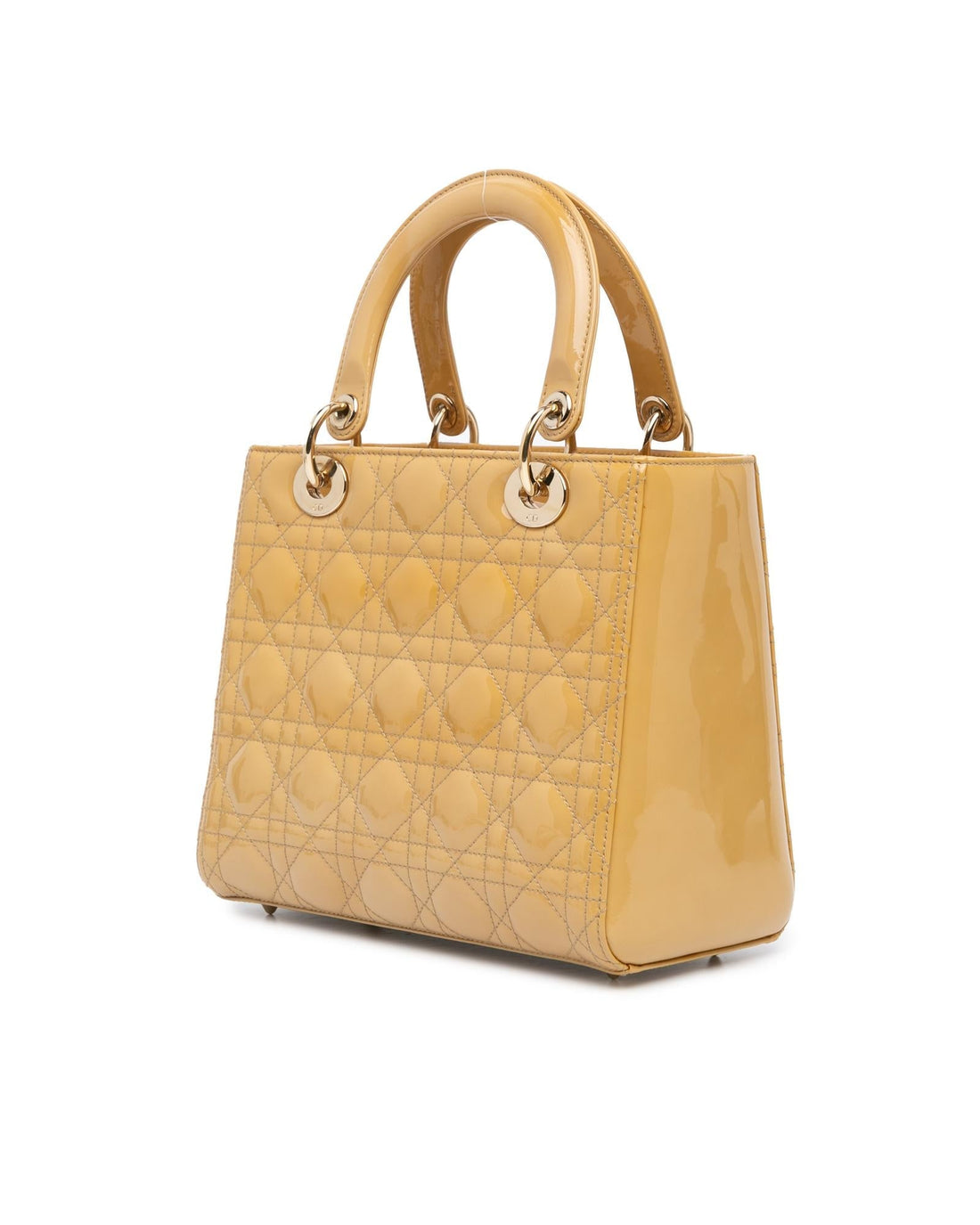 Quilted Patent Leather Tote with Detachable Strap and Zip Closure